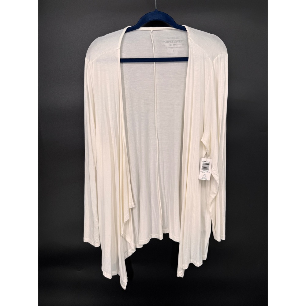 Torrid Cardigan Womens 2X White NWT Super Soft Draped Open Front Long Sleeve